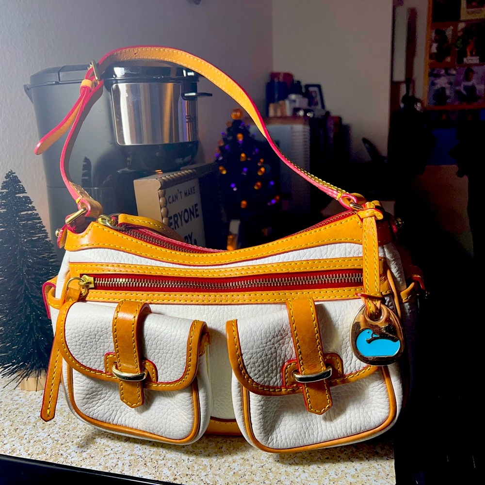 Dooney & Bourke white Carabao banana bag with dust cover